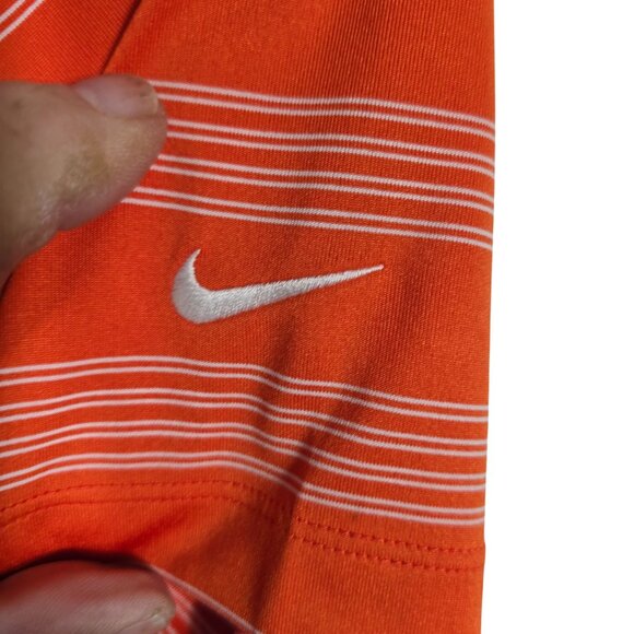 Nike Golf Tour‎ Performance Men's Medium Orange Striped Dri-Fit Polo Shirt - Picture 5 of 5